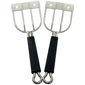 Pampered Chef Stainless Steel Meat Lifters Set 2 Turkey Roast Metal Forks Prep